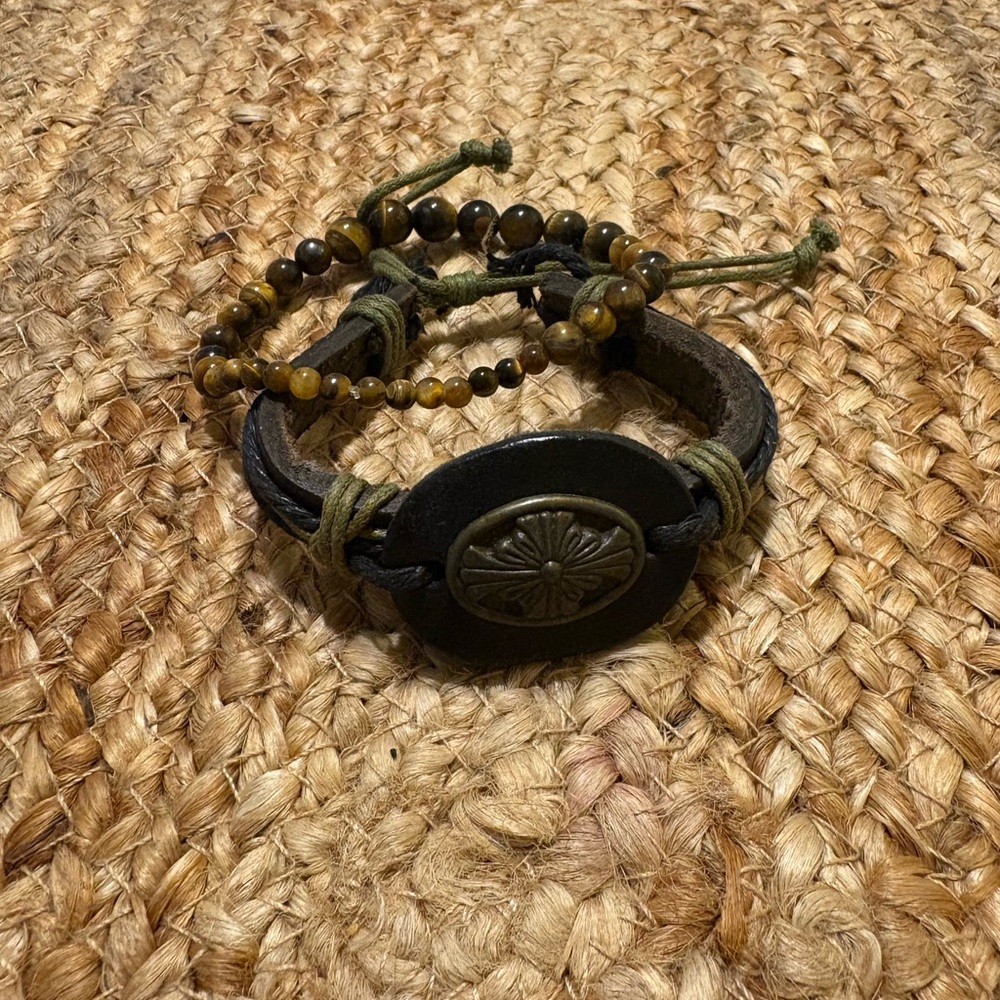Black and Brown Beaded Bracelet Set